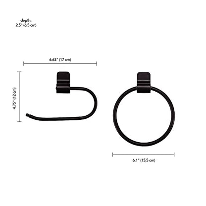 Globe Electric 3-Piece Powder Room Set, Matte Black, 2-Light Vanity with Clear Glass Shades and Matching Hardware, 51850 - color: Matte Black, Clear Glass, 2-Light