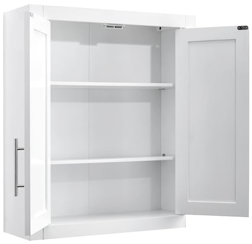Crosley Furniture Savannah Wall Mounted Bathroom Storage Medicine Cabinet with Shelves, Snow - color: Snow, style: Wall Cabinet