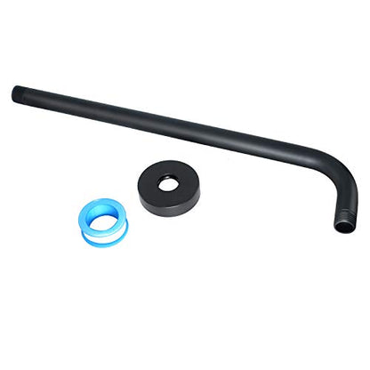 NearMoon Shower Arm, Extra Extension Arm with Flange, Stainless Steel Wall-Mounted Showerhead Extender Pipe (15 Inch, Matte Black) - color: Matte Black, style: 15 Inch