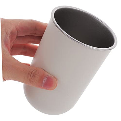 Stainless Steel Toothbrush Storage Cup with Dual Layer Design Multi-Functional Mouthwash Gargling Cup for Boy Girl Capacity Space-Saving Bathroom Organizer - color: White