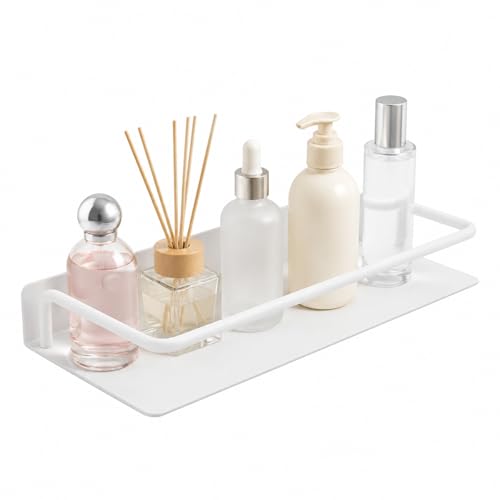 Floating Shelves for Wall with Guardrail, 12 Inch Metal Wall Mounted Storage Shelves, Modern Space-Saving Bathroom Over Toilet Shelves Decor for Living Room, Bedroom, Kitchen & Office - color: White, size: 12 Inch