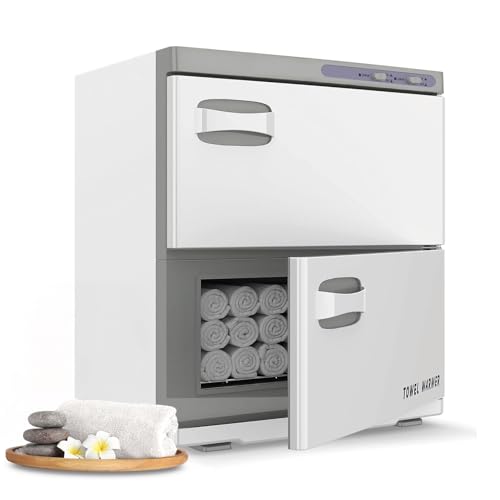 Pantin 32L Premium Two Compartment Towel Warmer for Hair Salon, Beauty SPA, Restaurant & Home. Heated Towel Warmer -Large Electric Hot Towel Cabinet for Salons, Spas - The Best Spa Equipment 110V 320W - size: 2 Compartments
