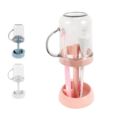 Toothbrush Holder with Cup Cover, 3 Slots Toothpaste Organizer Compatible with Electric Toothbrushes and Conventional Toothbrushes for Bathroom Pink - color: Pink