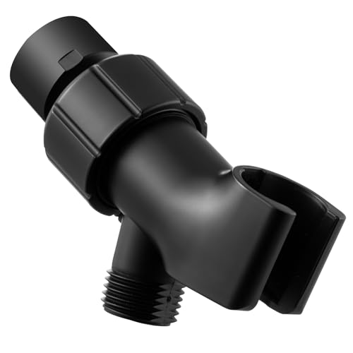OFFO Shower Head Holder with Solid Metal Ball for Handheld Shower Head, Adjustable Shower Arm Mount for Connecting Shower Arm and Shower Hose, 1/2 in IPS Female Inlet and Male Outlet, Matte Black - style: Matte Black