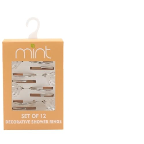 J&V TEXTILES Shower Curtain Hooks Rings, Rust Resistant Metal Double Glide Shower Hooks Rings for Bathroom Shower Rods Curtains, Set of 12 Hooks (Crystal Clear Accent) - color: Crystal Clear Accent