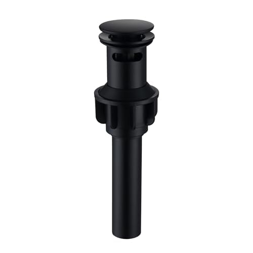 Black Sink Drain with Overflow Pop Up Sink Drain Stopper for Sink Faucet Vessel Vanity Bathroom Sink Drain Strainer with Hair Catcher Anti-Clog Strainer Matte Black, SD30-BK - style: Big Popup Cap-Black