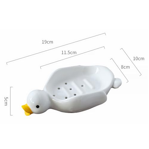Cute Ceramic Soap Dish Self Draining Adorable Duck Shaped Kitchen Sink Soap Organizer for Bathroom Quick Drying Soap Holders - color: White Duck-1