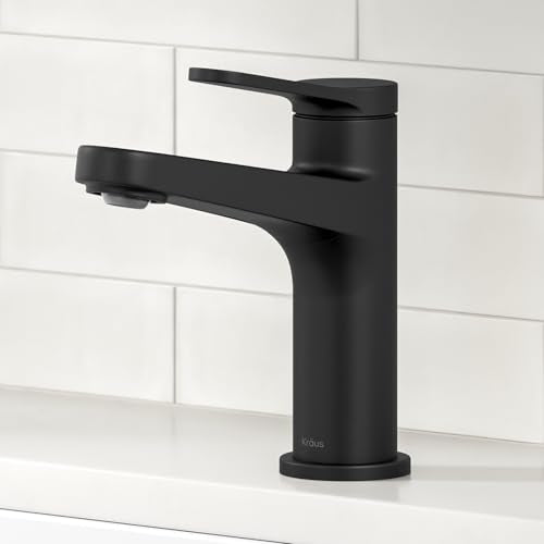 KRAUS Indy Bathroom Faucet in Matte Black with Single Handle, Pop Up Drain and Supply Lines, KBF-1411MB - color: Matte Black, style: Basin + Pop-Up Drain