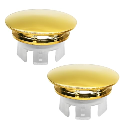 2 Pcs Sink Overflow Covers,2-Layer Sink Copper Over flow Rings,Bathroom Basin Insert in Hole Round Caps Replacement Dual Layer Overflow Cover Rings for Sink,Bathroom,Kitchen(Bright Gold) - color: Bright Gold