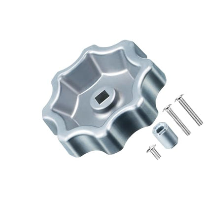Outdoor Faucet Handle Compatible with Danco 10006, 8/12 Point Round Broach | With Adapter & Screws, Fits 0.26"/0.28"/0.31"/0.38" Square Broach, Universal Hose Bib Spigot Replacement Handle, Silver