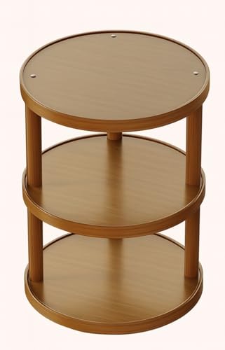 3-Tier Rotating Bamboo Makeup Organizer with Silent 360° Turntable, Large Capacity Desktop Storage Rack for Vanity, Kitchen, Coffee Station & Entryway