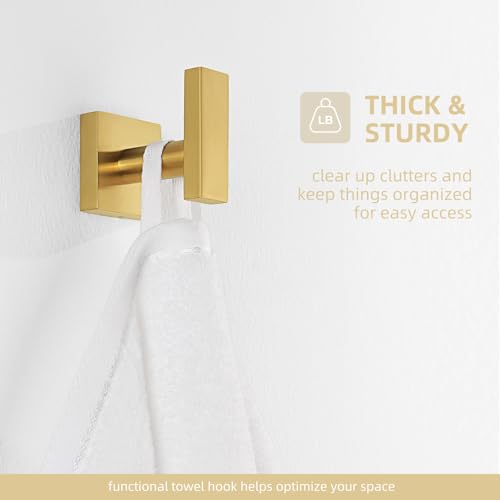 Angle Simple Brushed Dark Gold Towel Hook for Bathroom, Coat Robe Holder | SUS304 Stainless Steel, Wall Hook for Hat Clothes Bag, Robe Hanger for Kitchen Hallway Laundry Garage, Screw Mount - color: Brushed Dark Gold