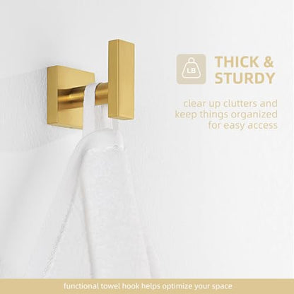 Angle Simple Brushed Dark Gold Towel Hook for Bathroom, Coat Robe Holder | SUS304 Stainless Steel, Wall Hook for Hat Clothes Bag, Robe Hanger for Kitchen Hallway Laundry Garage, Screw Mount - color: Brushed Dark Gold