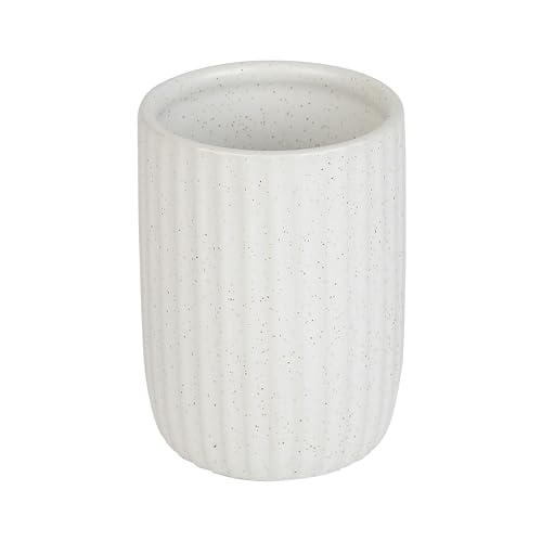 8 oz Toothbrush Holders for Bathroom, Ceramic Tooth Brushing Dispenser, Small Tooth Brush Organizer for Countertop, Toothpaste Storage Stand, Tumbler Storage Cup for Makeup Brushes -White