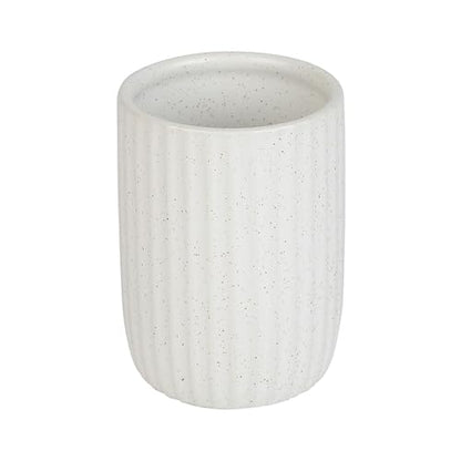 8 oz Toothbrush Holders for Bathroom, Ceramic Tooth Brushing Dispenser, Small Tooth Brush Organizer for Countertop, Toothpaste Storage Stand, Tumbler Storage Cup for Makeup Brushes -White