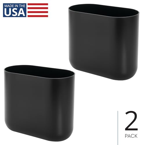 iDesign Small Slim Plastic Bathroom Trash Can, 2-Pack, Black | Bedroom, Office, Desk, Dorm - color: Black, style: Pack of 2