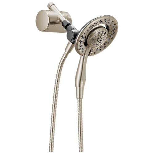 Delta 4-Setting In2ition 2-in-1 Dual Shower Head with Clarifi Standard Shower Filter Attachment, Brushed Nickel Shower Head with Filter, SpotShield Brushed Nickel 7SF110BSN - color: SpotShield Nickel
