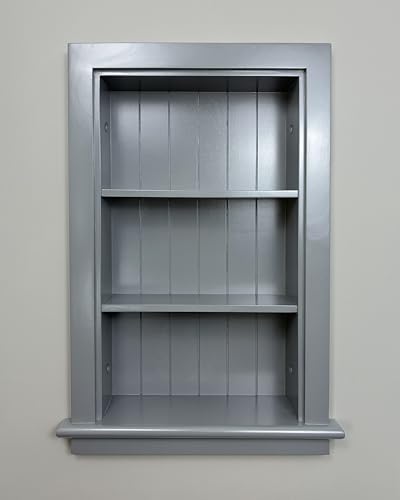 14x24 Aiden Recessed Wall Niche Medicine Cabinet Replacement, in The Wall Bathroom Cabinet Insert Shelf/Shelves, Made in North America, Real Wood, NO MDF, Beadboard, Dark Gray - color: Dark Gray, size: 14x24