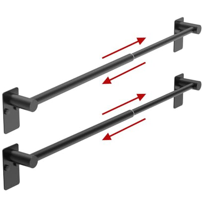 Towel Bar, Adhesive or Drill Wall Mount, Matte Black, 2 Pack | Adjustable 16.7 to 28.5 Inch, 304 Stainless Steel Hand Towel Holder, Square Base Towel Racks for Bathroom, Kitchen Use - color: Extended Length–black
