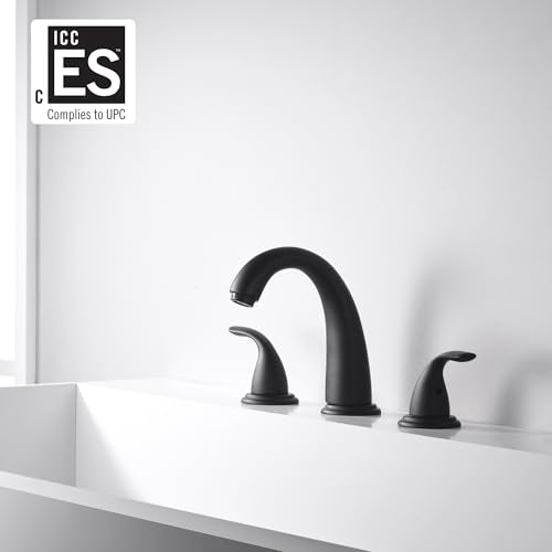 SUMERAIN Matte Black 3 Hole Roman Tub Faucet with Valve | Deck Mount, 2 Handle, Bathtub Faucet, High Flow, Classic, for Bathroom - color: Matte Black, size: 4-29/32" spout reach