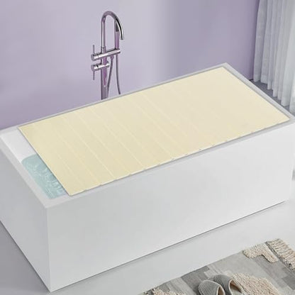 67x27.5in Bathtub Tray, Foldable Bathtub Cover Bath Insulation Cover, PVC Dustproof Shutter Bath Lid Cover Fit Most Tubs, Can Hold Wine Glass, Books, Tablets, Cellphones,Wood Grain - color: Wood Grain, size: 67x27.5in