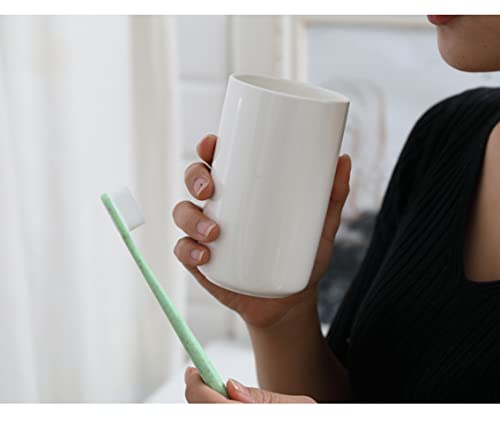 Ceramic mouthwash cup, simple home bathroom wash and brush rack, milk and yogurt breakfast cups. (White-A) - color: White-a