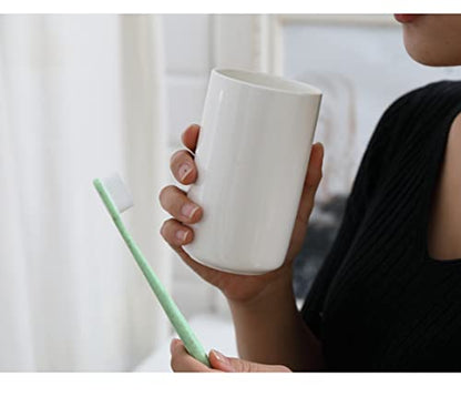 Ceramic mouthwash cup, simple home bathroom wash and brush rack, milk and yogurt breakfast cups. (White-A) - color: White-a