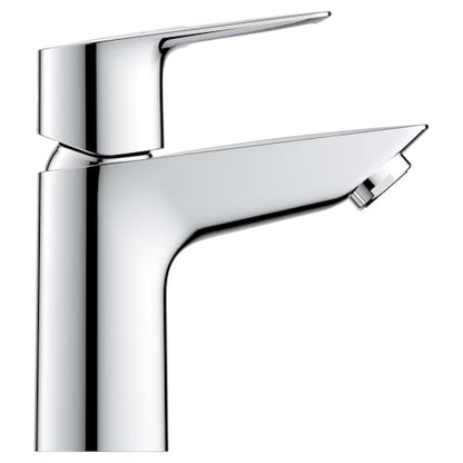 GROHE BauLoop Bathroom Sink Faucet, Single Hole Deck Mount,Starlight Chrome | Single Hole Vanity Faucet: Comfortable Angled Spout, Water Saving 1.2 GPM, Smooth Valve, Metal Body, No Drain | 23085001 - size: S-Size - No Drain