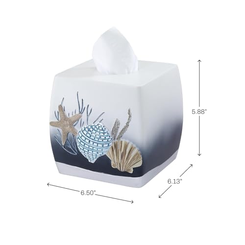 Avanti Linens – Bathroom Accessory, Resin Countertop Accessories, Oceanscape Inspired Bathroom Decor (Blue Lagoon Collection) - size: Tissue Box Cover