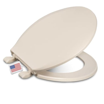 Centoco Round Toilet Seat, Economy, Light Weight Residential, Bone | Closed Front, Cover, Plastic, Made in the USA, DSAMAZ12-106 - color: Bone, size: Round