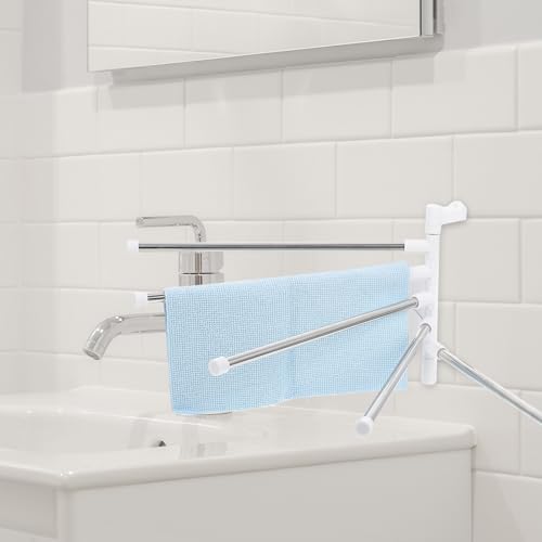 Kisangel Stainless Steel Rotating Bathroom Towel Rack Wall Mounted Holder Space-Saving Scratch-Resistant Storage Shelf Easy No-Drill Installation for Towels and Rags