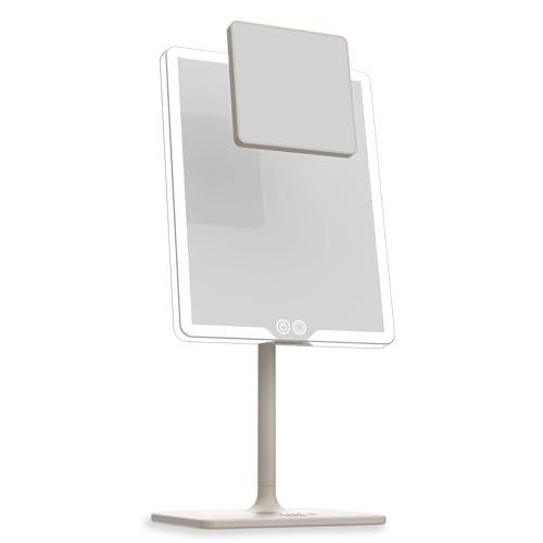 Orbit LED Vanity Mirror with Lights, 7X/1X Magnification, Dimmable & USB-C Rechargeable Tabletop Mirror - Soft Stone - color: Soft Stone