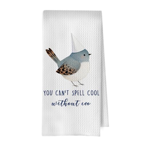 Funny Bird Kitchen Towels - Pigeon Decorative Waffle Dish Towels, Bird Watcher Gifts Hand Towel, Sparrow Birding Gifts for Bird Lovers Tea Towel, 16x24 Inch - color: Pigeon