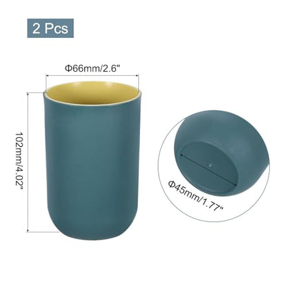 uxcell 2Pcs Plastic Drinking Cups, Double Color Unbreakable Reusable Bathroom Cup Mouthwash Cup Toothbrush Tumbler Holder, Dark Blue - color: Dark Blue