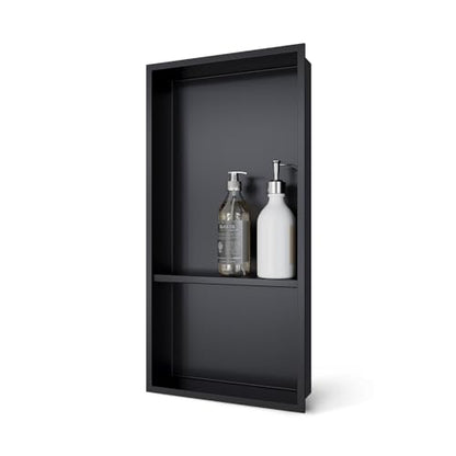 24x12 Shower Niche, No Tile Needed Insert, 304 Stainless Steel, Sloped Base, Matte Black in-Wall Shelf - color: Matte Black B, size: 12''×24''
