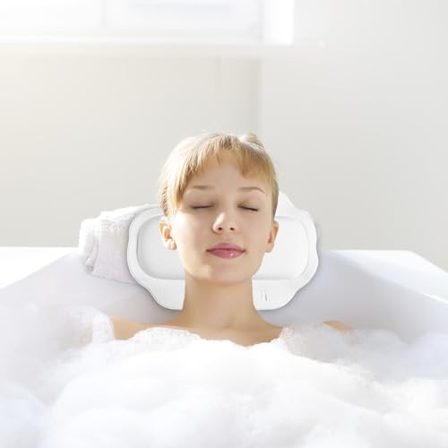 OUNONA Non-Slip Bath Pillow Tub Neck and Back Support PVC Foam Cushion with Suction Cups for Bathtub Spa Relaxation and Home Shower Use