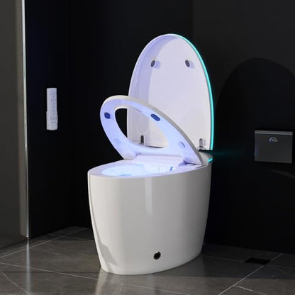 Smart Bidet Toilet with Foam Shield, Auto Open/Close Lid & Seat, Foot Sensor Flush, Tankless One Piece Elongated, Heated Seat, Instant Warm Water & Dryer - color: White