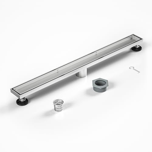Linear Shower Drain, 304 Stainless Steel Floor Drain 30" | with Tiled Insert Grate & Hair Strainer, Bathroom 2-in-1 Tiled in Drain, CUPC Certified - color: Brushed, size: 30''