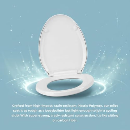 Renovators Supply Manufacturing White Plastic Soft Close Toilet Seat Elongated Slow Close Toilet Seat With Adjustable Mounting Hardware - color: White, size: Pack of 1