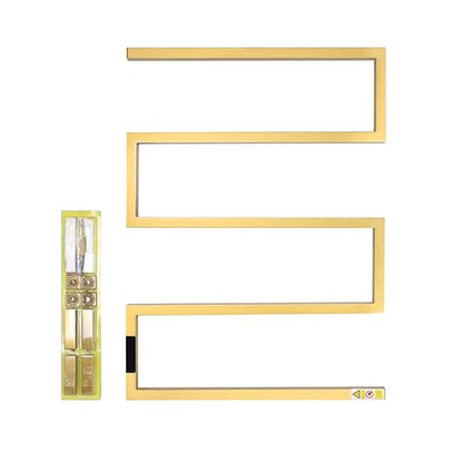 Towel Warmer Rack for Bathroom with Timer/Fahrenheit Temperature Control Wall Mounted Electric Heated 5 Bar Rail Plug-in or Hardwired Keep Bath Shower Towel Warming (Brushed Gold) - color: Brushed Gold