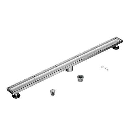 Linear Shower Drain, 304 Stainless Steel Floor Drain 42" | with Tiled Insert Grate & Hair Strainer, Bathroom 2-in-1 Tiled in Drain, CUPC Certified - color: Brushed, size: 42''