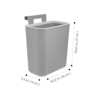 Hanging Trash Can for Home Kitchen Cabinet, Wall-Mounted Plastic Waste Bin with Gray Compression Ring, Space-Saving Storage Container for Bathroom Bedroom Use