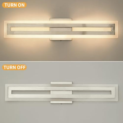 WILON Modern Bathroom Vanity Light 24 Inch, Brushed Nickel LED Vanity Light, 15W 3CCT Dimmable Bathroom Light Fixtures Over Mirror, Rotatable Wall Lamp, Long Wall Sconce Light for Bar Bedroom Kitchen
