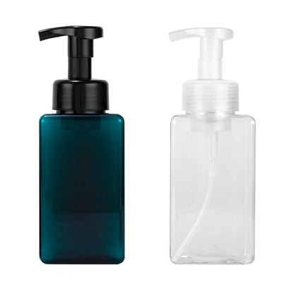 Plastic Foaming Hand Soap Dispenser Set, Reusable Pump Bottles for Kitchen and Bathroom for Shampoo Body Wash Facial Cleanser (2, Transparent+Blue, 450ML) - color: Transparent+blue