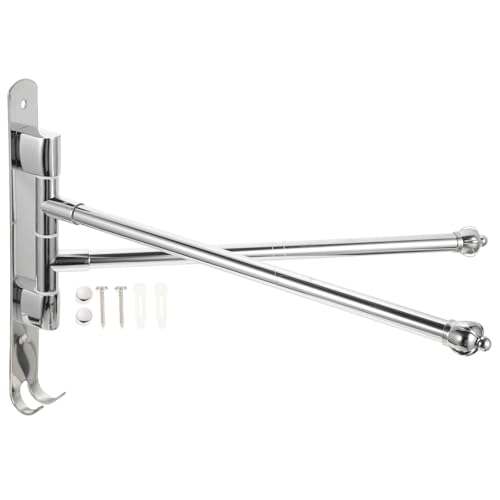 WOONEKY Stainless Steel Bathroom Swing Arm Towel Bar, 2-arm Swivel Towel Rack Wall Mount for Bathroom Storage and Drying