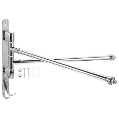 WOONEKY Stainless Steel Bathroom Swing Arm Towel Bar, 2-arm Swivel Towel Rack Wall Mount for Bathroom Storage and Drying