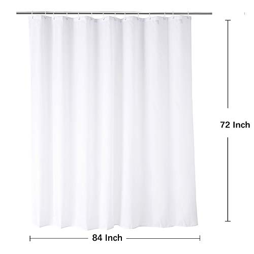 Extra Wide Shower Curtain Liner 84 x 72 Inch, Fabric Shower Curtain Liner for Bathroom Curtain, Hotel Quality, Water Repellent, White - color: White, size: 84"W x 72"L (Pack of 1)