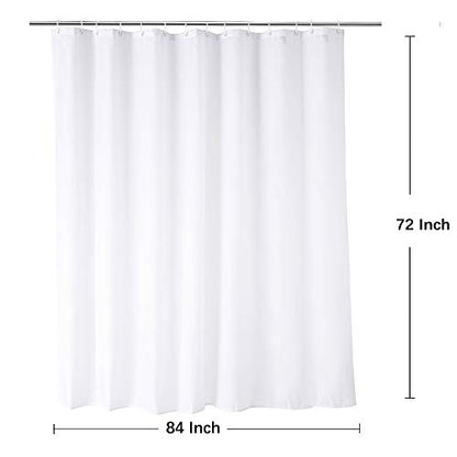 Extra Wide Shower Curtain Liner 84 x 72 Inch, Fabric Shower Curtain Liner for Bathroom Curtain, Hotel Quality, Water Repellent, White - color: White, size: 84"W x 72"L (Pack of 1)