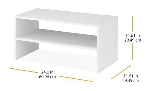 Whitmor Wood Stackable 2-Shelf Shoe Rack, White, 24 inches，2 Pack - color: White, size: 24 INCH X2