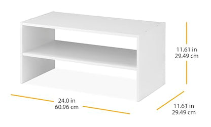 Whitmor Wood Stackable 2-Shelf Shoe Rack, White, 24 inches，2 Pack - color: White, size: 24 INCH X2